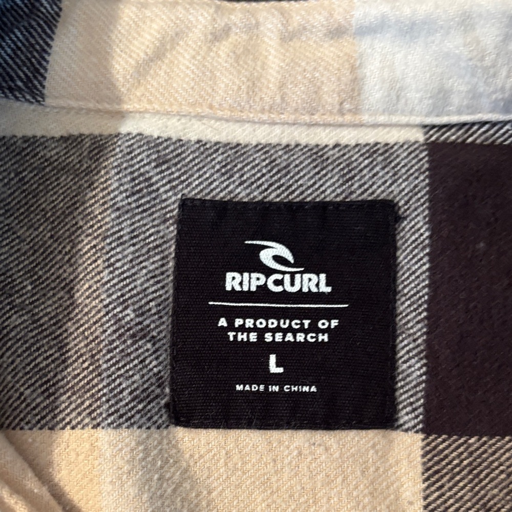 Rip Curl Cream And Black Plaid Womens Shirt - image 2
